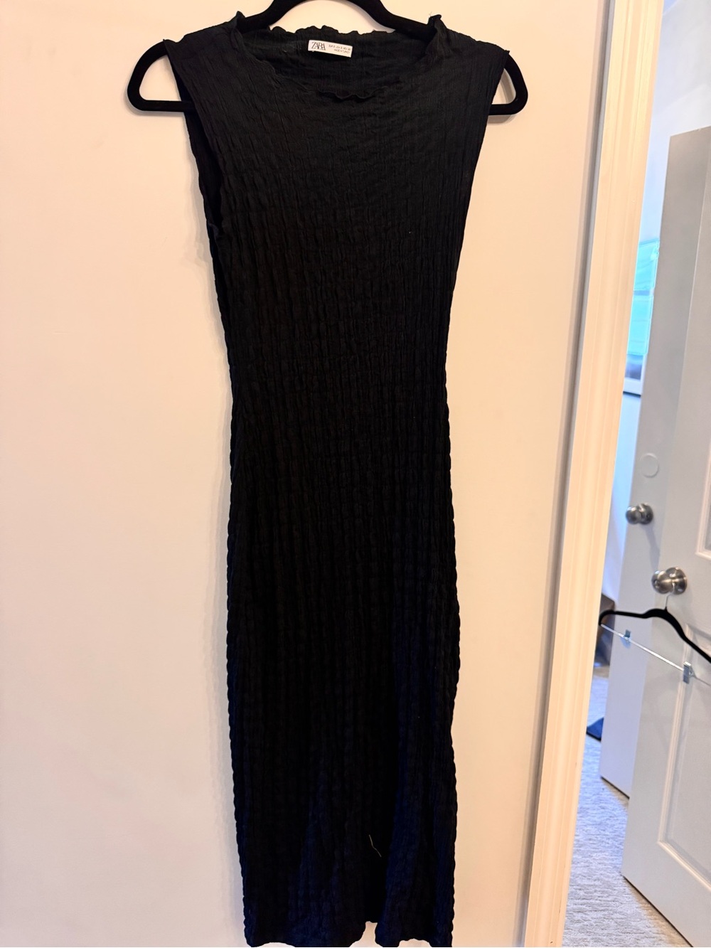 Zara Black Sleeveless Maxi Ribbed Dress